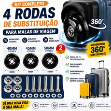 Kit de Rodas de Reposição para Mala com Rolamento Parafuso e Chave Allen Inclui 4 Rodas 4 Rolamentos 8 Parafusos e 8 Arr