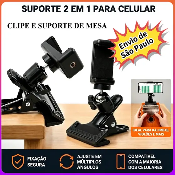 Suporte para celular de acoplar colocar no violão guitarra baixo Suporte de celular para violão