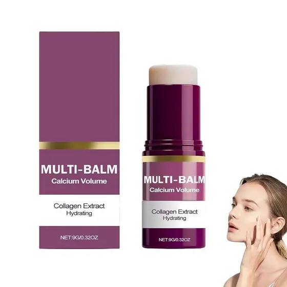 Bálsamo Multiuso de Cálcio, Bálsamo Multiuso para Volume com Cálcio, Hidratante Coreano com Colágeno, Antienvelhecimento