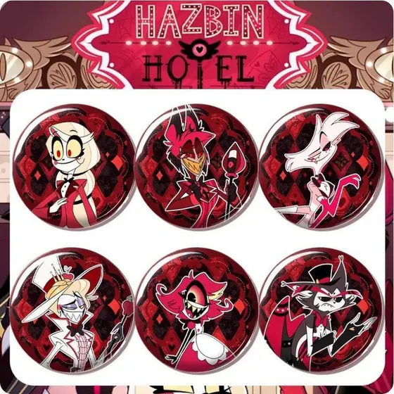 Crachá de Anime "Hell Inn" Alastor de 58mm, Crachá de Personagem Estudante Anjo, Colecionável Feito à Mão ZS41 OF5B