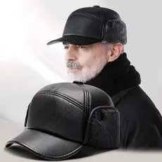 Boné de beisebol masculino de couro sintético 2025, chapéu quente de inverno com proteção UV, boné estilo "dad hat" JJYD