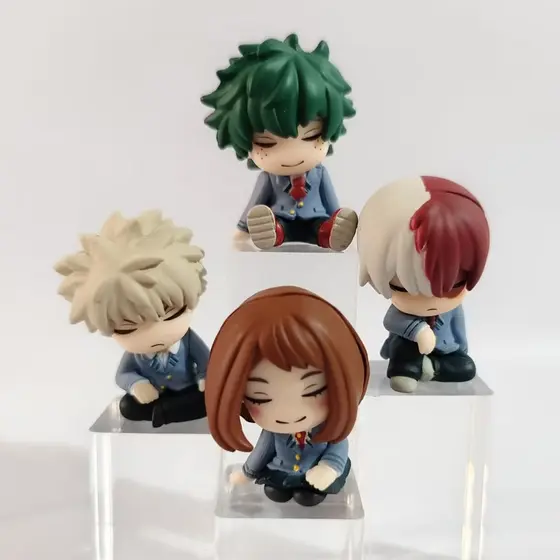 4 Pçs/Set Meu Herói Academia Boneca Sono Midoriya Izuku Bakugou Katsuki Todoroki Shoto Ochaco Urara Q Versão PVC Figuras