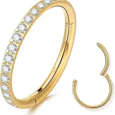 Anel de Nariz em Aço Inoxidável com Diamantes, Brincos Multifuncionais Sem Costura KLNP
