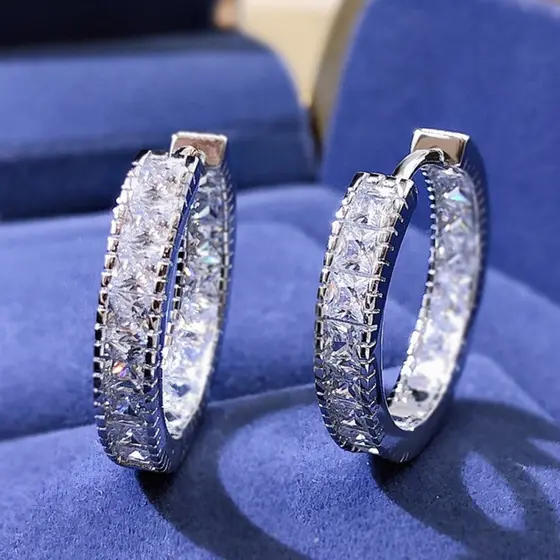 Brincos de Zircônia em Prata Esterlina S925, Joias Elegantes e Simples, Brincos Femininos para Estudantes, Presente 4KYW