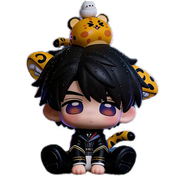 Love and Deep Space Caleb Versão Q Figura Estátua de PVC de Anime com Pose de Tigre Sentado Fofo Decoração de Mesa LUPU