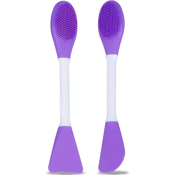 2 Escovas de Limpeza Facial de Silicone, Escova para Máscaras Faciais e Cuidados com a Pele para Limpeza de Poros (Roxo)
