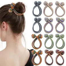 12 Laços de Cabelo com Nó Chinês para Mulheres, Elásticos Coloridos de Alta Elasticidade para Penteados em Rabo de Caval