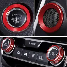 5 Peças para Honda Civic 2016 2017 2018 2019 2020 2021, Capa para Botão de Partida/Parada do Motor, Interruptor de Ar Co