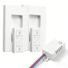 Interruptor Dimmer Sem Fio, Kit com 2 Controles Remotos e 1 Receptor, Compatível com Controle de Voz Alexa, Interruptor 