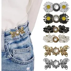 6 botões para calças jeans e vestidos, grandes e soltos, clipes DIY para ajustar a cintura, fivela ajustável para costur