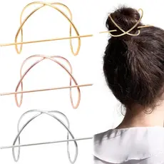 Grampos de Cabelo Minimalistas em Forma de X para Coque, Dourado, Prateado, Ouro Rosé, Acessórios de Metal para Cabelo, 