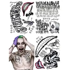 13 Folhas de Tatuagens do Joker para Halloween - HAHAHA Tatuagens Temporárias do Joker com Sorriso Danificado, Adesivos