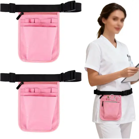 Conjunto de 2 Aventais para Garçons e Enfermeiros, Cinto Utilitário com 10 Bolsos, Bolsa de Cintura Ajustável para Garço