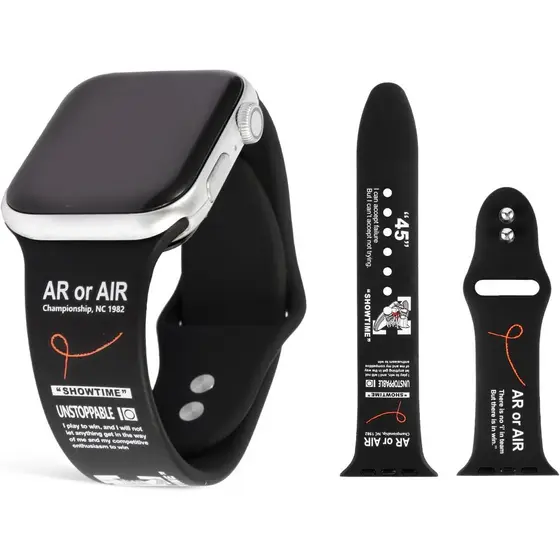 Pulseira Esportiva de Designer - Preta com Frases Motivacionais, Compatível com Apple Watch de Todas as Séries e iWatch