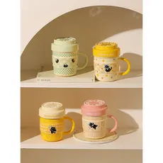 Caneca de cerâmica para gatinhos, copo de cerâmica com tampa, copo de casal, água potável doméstica, 2025, novo estilo,