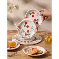 Prato de osso de cuspe de cereja cerâmica requintado prato de osso doméstico High-End Underglaze cor Dim Sum prato de fr