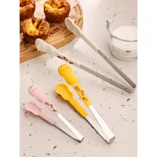 Pinça de comida de coelho fofa, pinça de aço inoxidável para comida, pão, lanche, não suja, mãos, cozinha, cozimento, co