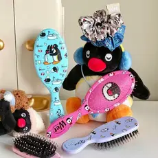 WetBrush & Pingu Cooperação Pente de cerdas naturais Pente portátil para presente de aniversário