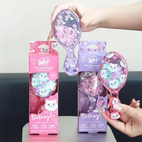 American WetBrush Mini Unicórnio Portátil Pequeno Pente Suave Pente de Cabelo Fofo Pente de Massagem de Crânio Alto