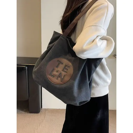 Street Wear it saco de lona feminino grande capacidade 2026 novo estilo moda bolsa de ombro Casual sacola Pet