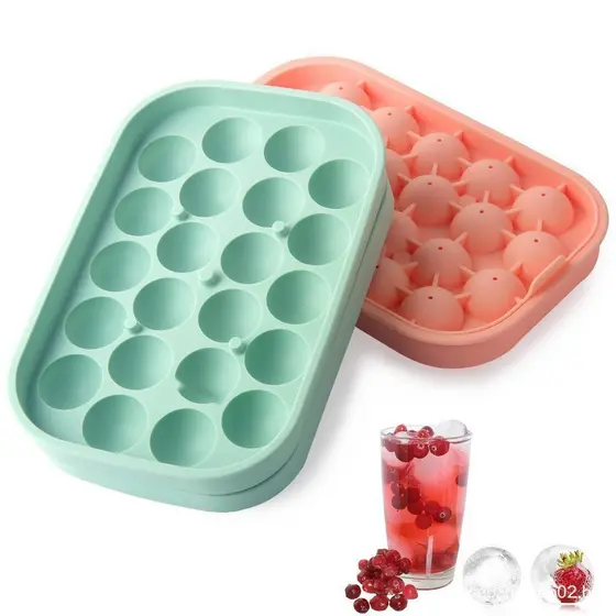 Forma de Gelo de Silicone Elástico 22 Bolas de Gelo com Tampa, Forma de Gelo Livre de BPA para Congelar Cubos de Ca