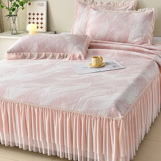Princesa estilo Jacquard cama saia estilo gelo seda legal tapete conjunto de três peças verão 1.8m cama ar condicionado