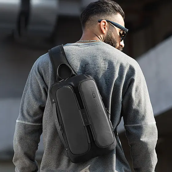 Bango Bolsa de Peito Masculina Street Wear Bolsa de Ombro de Viagem Business Casual Mochila Masculina de Grande Capacida
