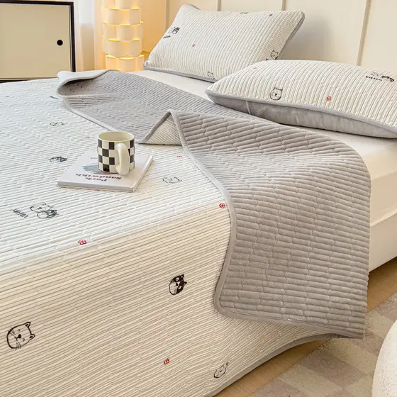 Dupla face disponível um lado algodão um lado leite veludo capa de cama 26 novo estilo outono inverno Tatami velo lençol