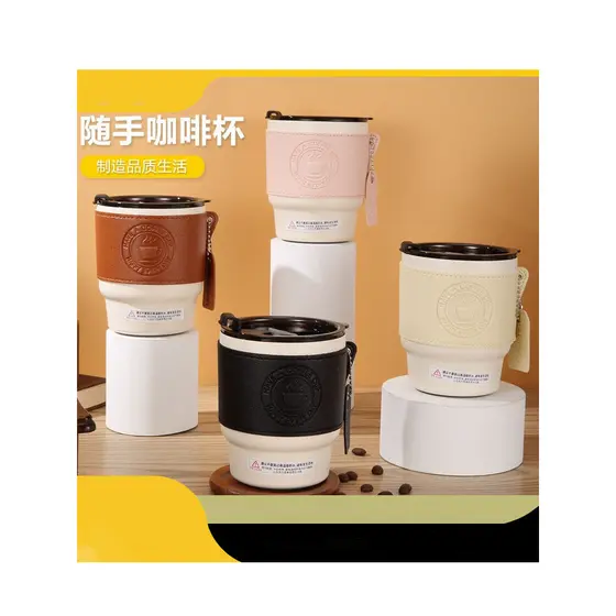 Copo térmico de alto valor, luz luxuosa, aço inoxidável 304, copo de café, bambu, copo térmico, presente, carro, portáti