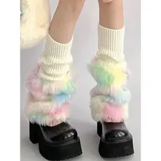 Capas de perna de pelúcia meias pilha outono inverno quente peludo dopamina bezerro meias bonito perna meias Push meias