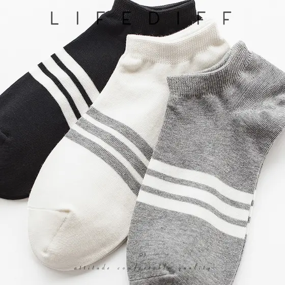 Meias masculinas cinza estilo fino meias de boca rasa preto branco masculinas de cano baixo meias de barco sem sal