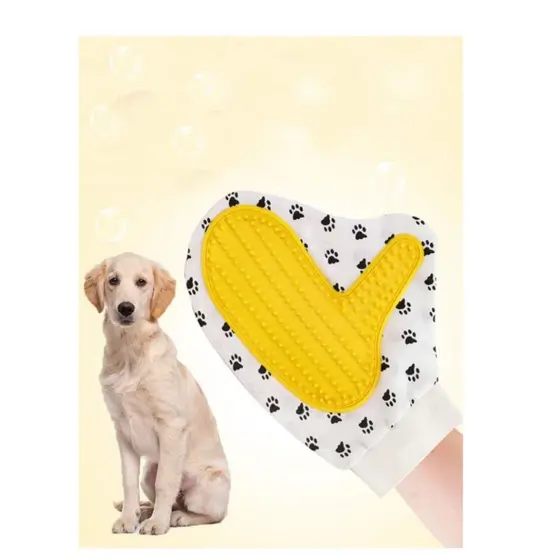 Luva Rasqueadeira Pet de Poliéster e Silicone p/ Cachorro e Gato - S&V