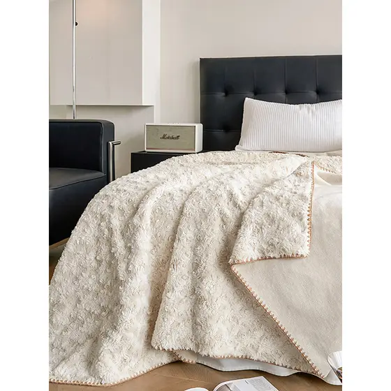 Roland têxteis para casa luz luxo coelho pelúcia rosa cobertor cochilo sofá cobertor outono inverno engrossado Coral vel