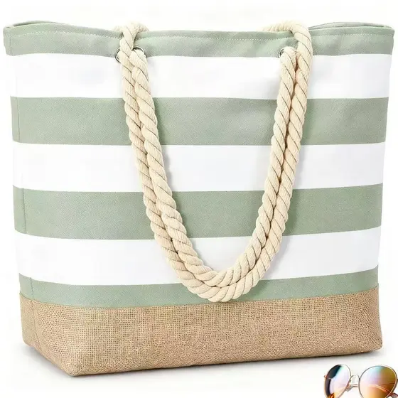 Bolsa de praia feminina grande lona bolsa de praia bolsa de praia à prova d'água à prova de areia bolsa de piscina itens