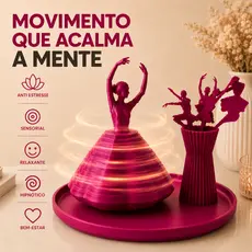 Kit Decorativo Bailarina Sensorial + Vaso + Bandeja Rosa para Quarto, Penteadeira e Decoração