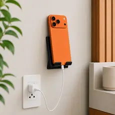Suporte de Celular Ajustável de Parede Universal 6 Níveis Porta Celular Adesivo com Dupla Face Branco Preto