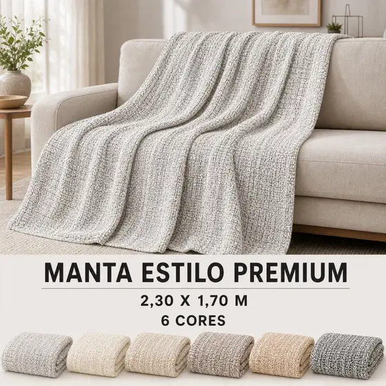 Manta Estilo Premium 2,30 x 1,70 Macia Decorativa para Sofá e Cama