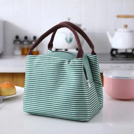 Nova Bolsa Térmica Listrada para Mulheres, Bolsa Térmica para Alimentos Embalados, Bolsa Térmica para Crianças, Re