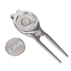 Golf Accessories Heavy-duty Silver Putting Green Fork Zinc alloy Golf Divot Tool Golf Marker Pitch Ball Fork Golf Pitchf