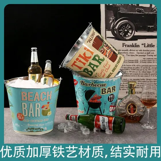Balde de gelo vintage espesso e personalizado, balde de bar, para cubos de gelo, balde de cerveja e vinho fofo par