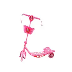 Patinete Infantil 3 Rodas Dobrável Luzes Coloridas Som Rosa Estabilidade Alta Segurança Divertimento Crianças