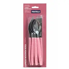 Conjunto Talheres 12 Pecas Inox Rosa Moderno Duravel Leve Design Elegante Cozinha Mesa