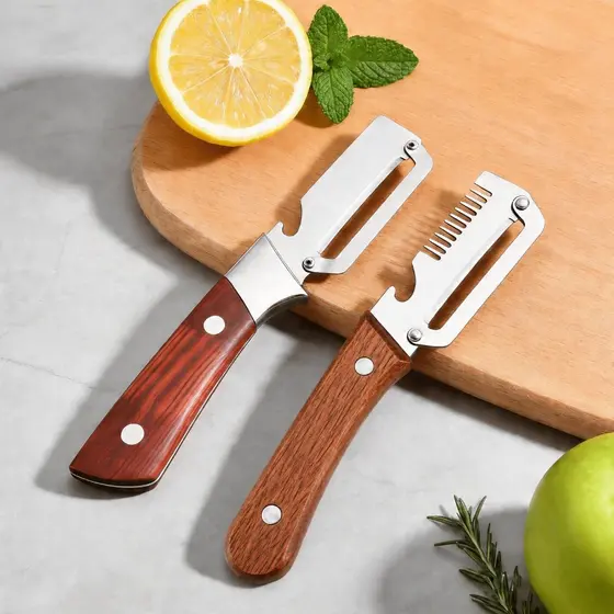 Conjunto De 2 Peças-Ferramenta Ergonômica De Cozinha , Design Ambidestro , Adequado Para Descascar E Fatiar Várias Fruta