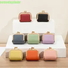 SOMEDAYZL0M Bolsa De Joias De Couro , Moedas Quadrada Multifuncional Com Trava De Beijo Itens Pequenos De Cor Sólida