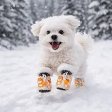 DELMER 4 Peças/set Botas De Neve Para Cães , Sapatos Antiderrapantes Ajustáveis Com Sola Macia De Algodão Animais De Est