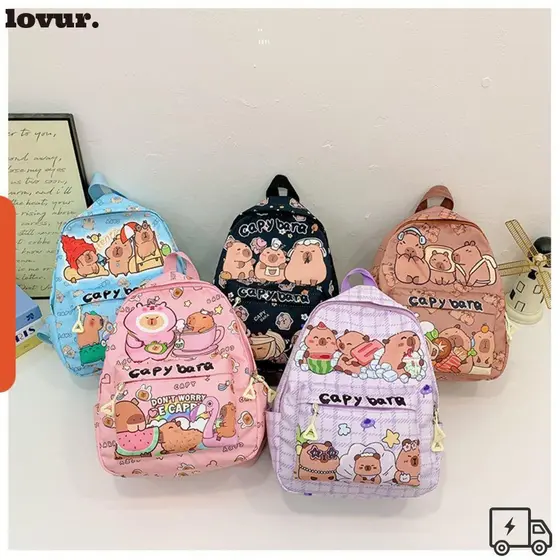 Mochila LOVUR Capivara , Escolar Ultraleve De Grande Capacidade Para Estudantes , Bolsa Livros Respirável De Nylon De De