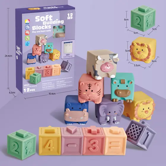 Bloco De Construção De Silicone Bebê Mordedor Brinquedos Para Bebês De 0 A 12 Meses Crianças Empilhamento Brinquedo Maci