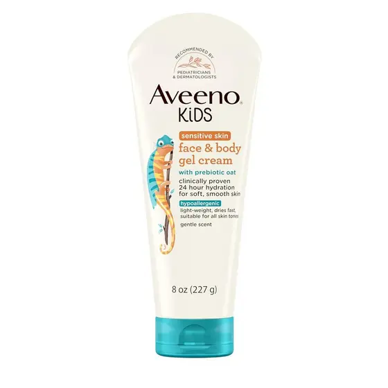 Gel Creme para Rosto e Corpo Aveeno para Pele Sensível de Crianças com Aveia Prebiótica, Hidratação Clinicamente Comprov