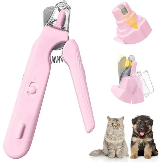 Cortador e Lixador de Unhas para Cães 2 em 1, com 2 Luzes LED e Protetor de Segurança, Recarregável por USB, Múltiplos M