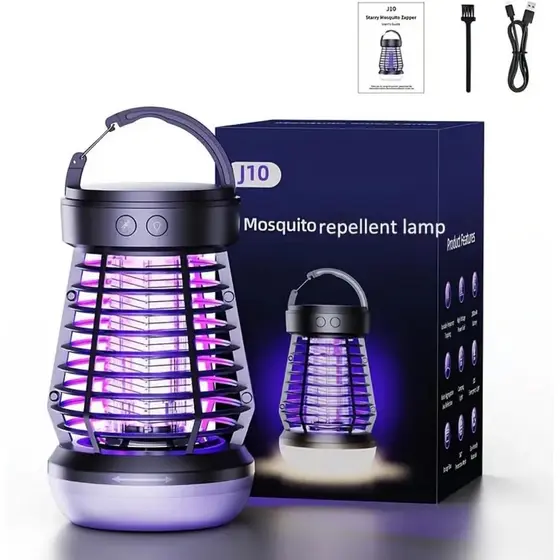 Lanterna Anti-Insetos 3 em 1 Aprimorada com Rede de 2000V – Luz de Camping Portátil Recarregável com Brilho Ajustável e